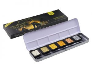 ファインテック プレミアム アンティーク トーン 6色 セット ゴールド シルバー 水彩 絵具